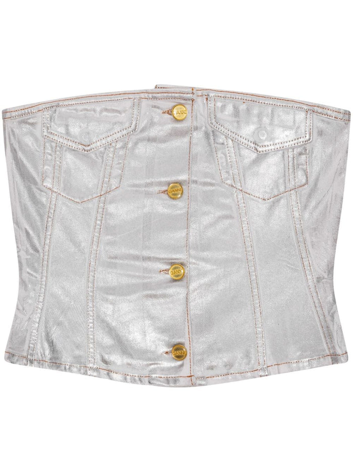 GANNI Top White Organic Cotton