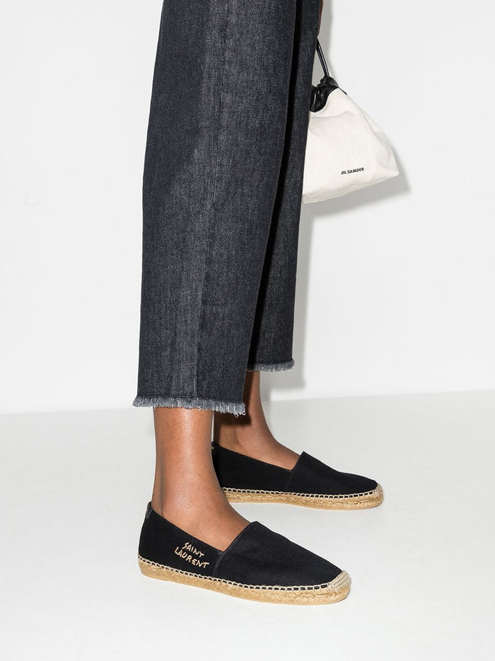 Saint Laurent Flat shoes Black Sole: Rubber exterior: Cotton