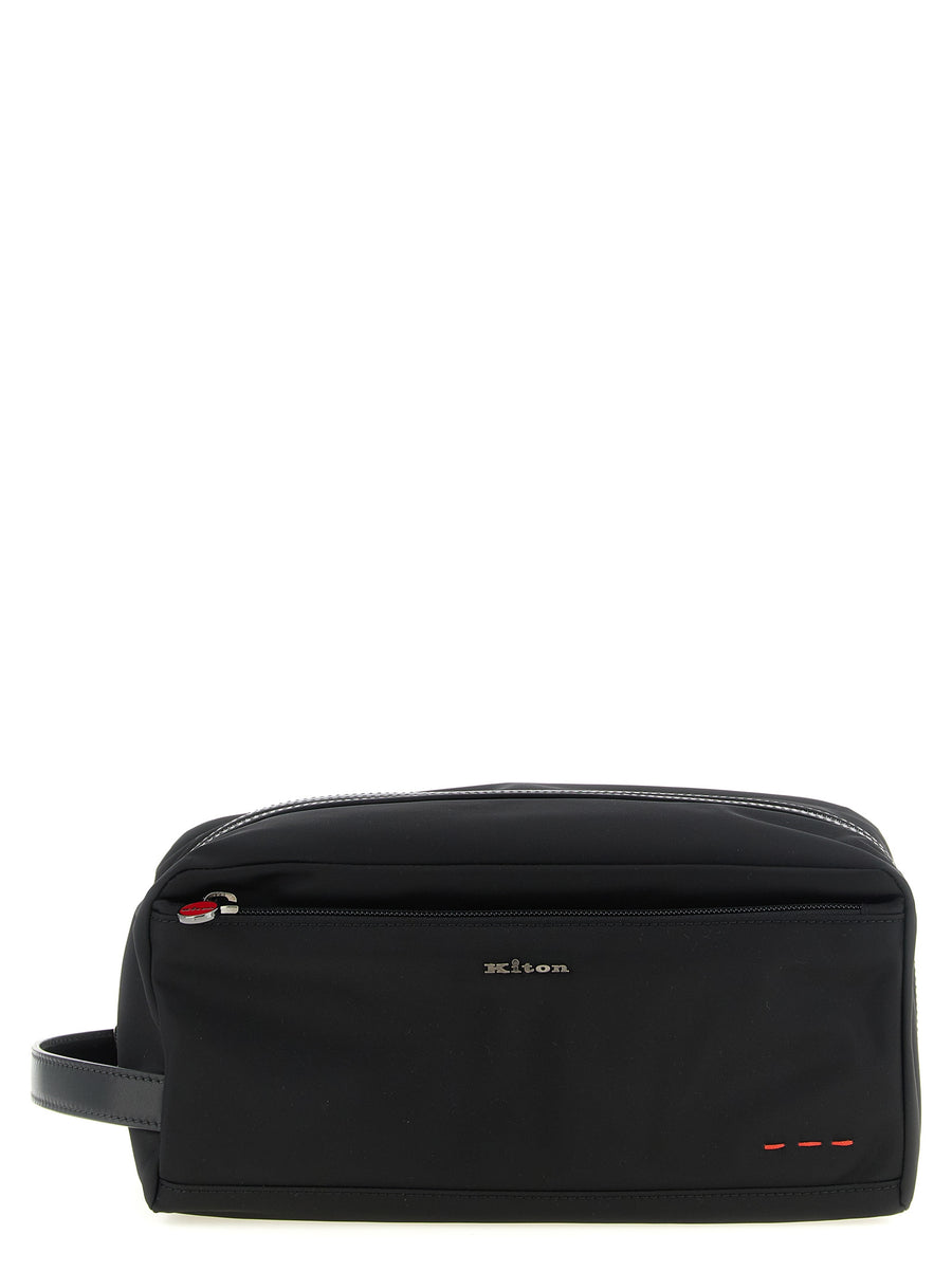 Kiton 90% polyamide travel wallet in black
