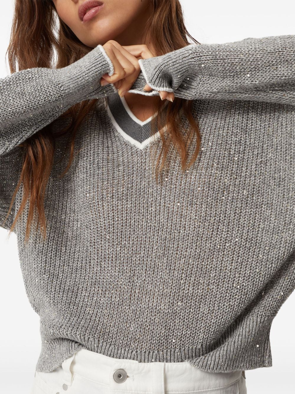Brunello Cucinelli Sweaters Grigio Linen Nylon
