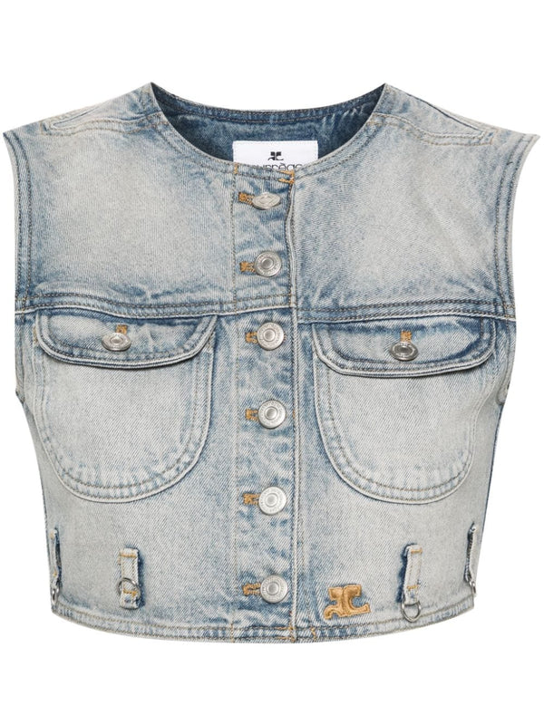 Courreges Pre Denim cropped vest