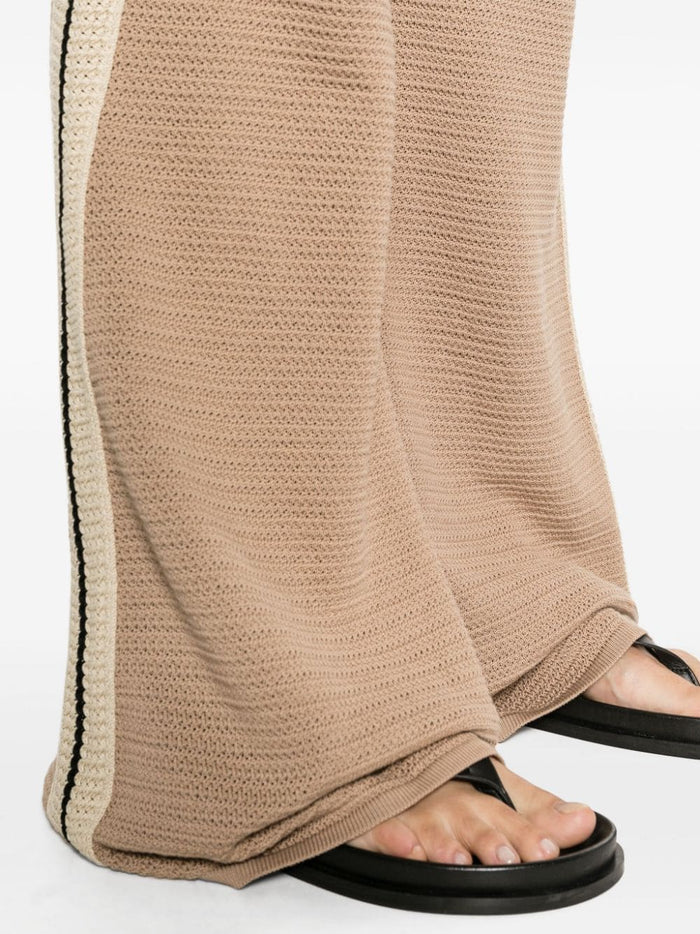 Palm Angels Trousers Beige Cotton