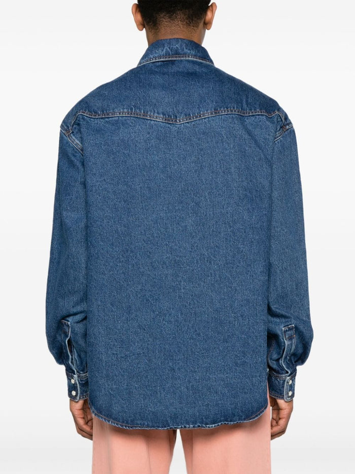 Palm Angels Shirts Blue Cotton