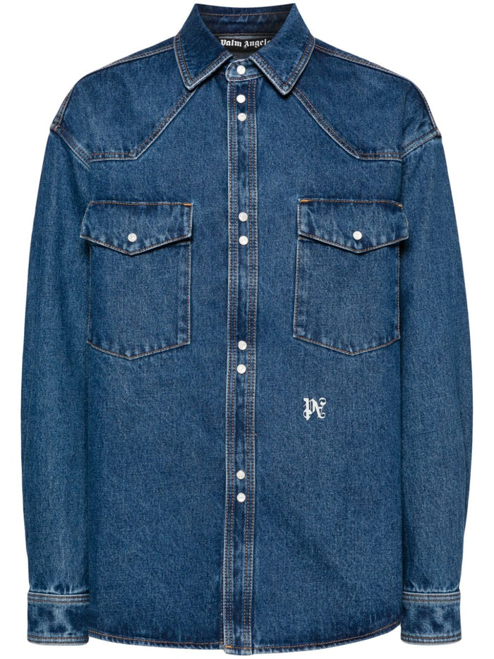 Palm Angels Shirts Blue Cotton