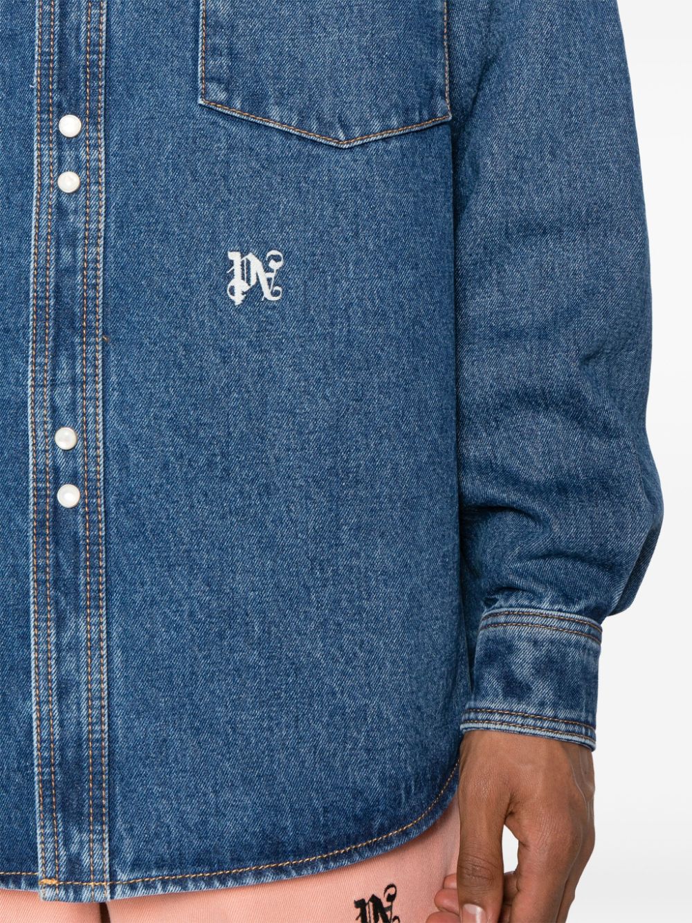 Palm Angels Shirts Blue Cotton