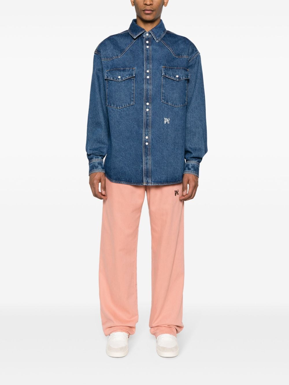 Palm Angels Shirts Blue Cotton