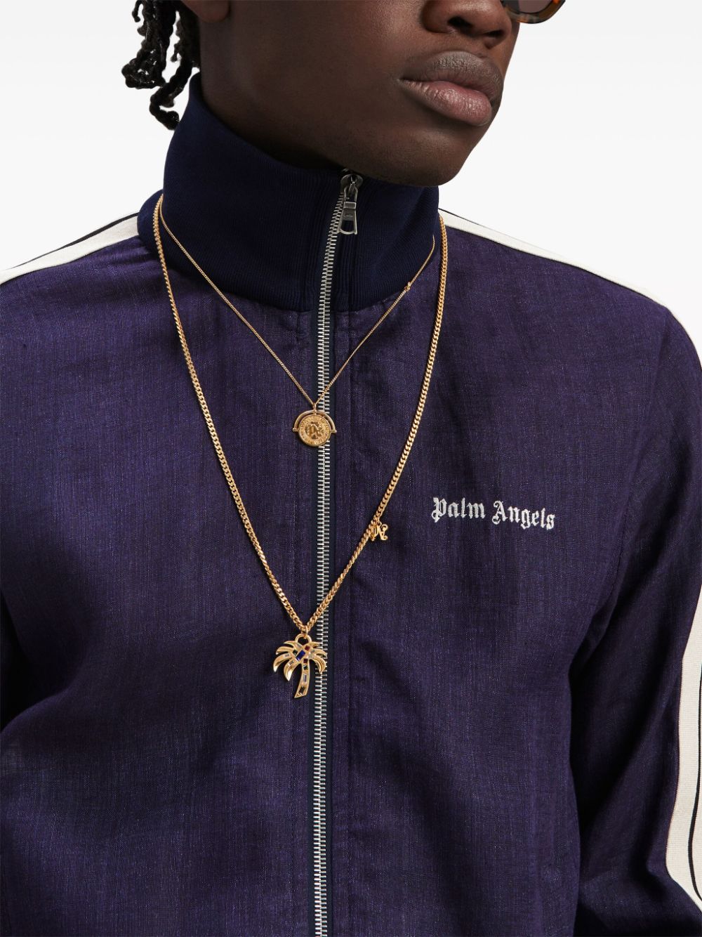 Palm Angels Sweaters Blue Linen/flax