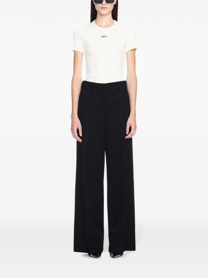 Off White Trousers Black Wool