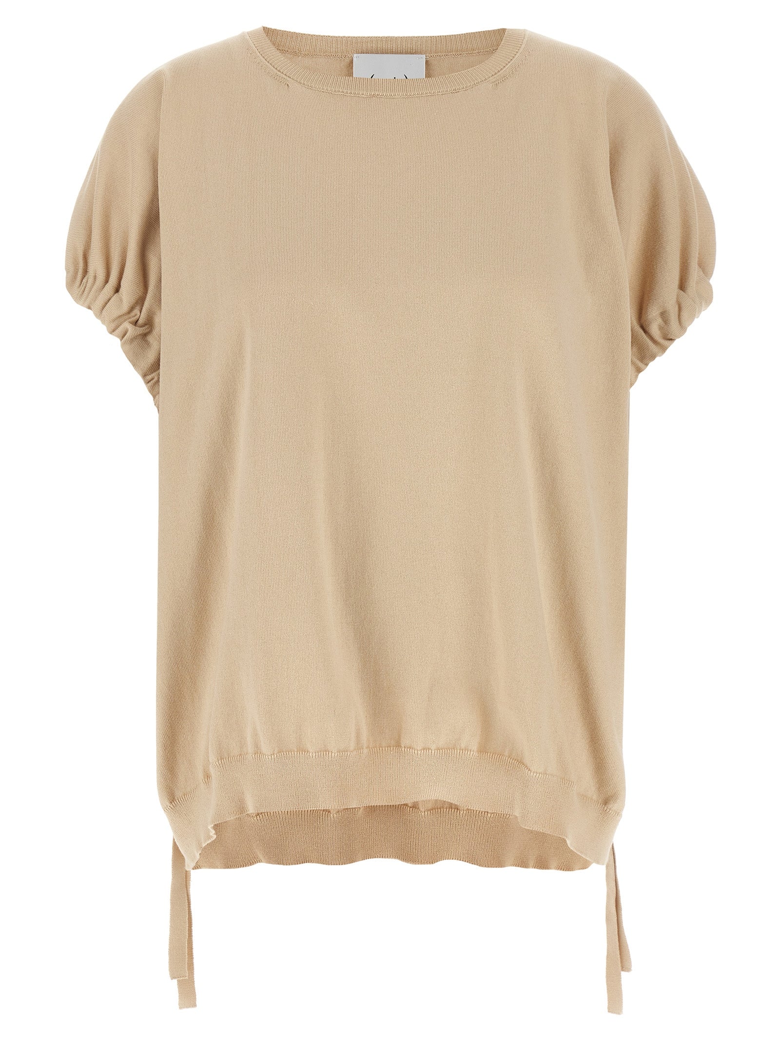 Knitted T-shirt Beige Cotton
