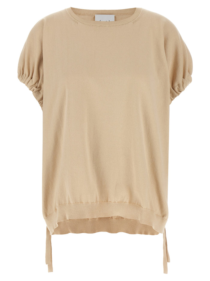 Knitted T-shirt Beige Cotton
