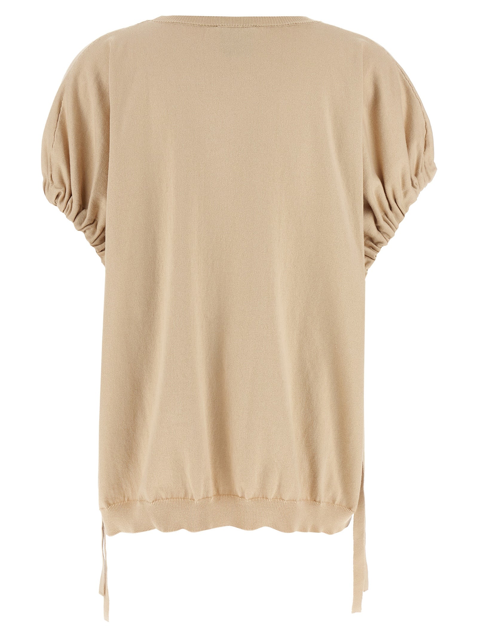 Knitted T-shirt Beige Cotton