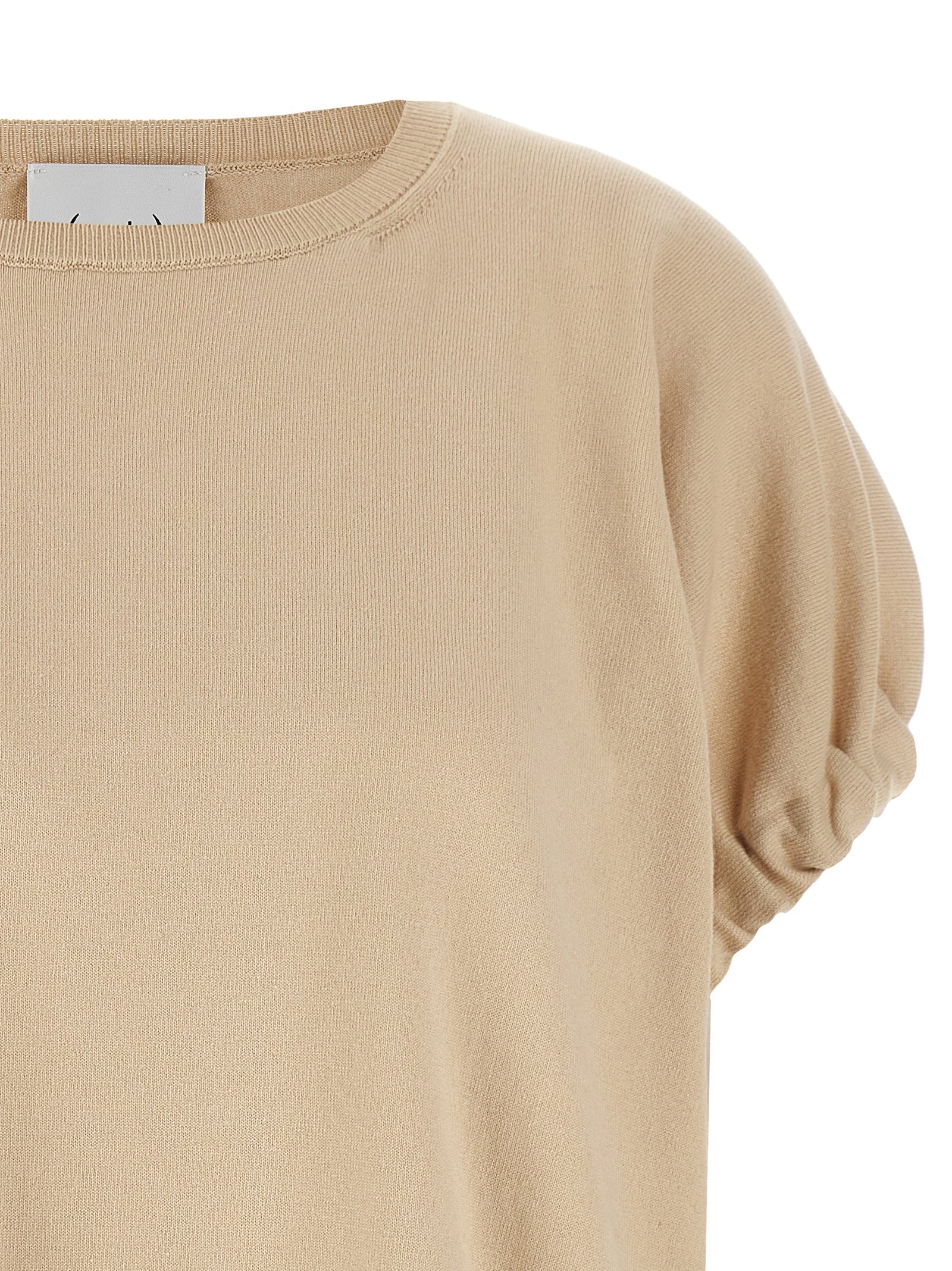 Knitted T-shirt Beige Cotton