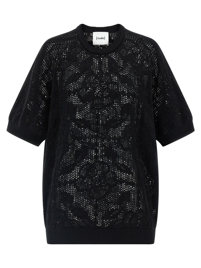 Openwork cotton sweater Black Sweater, Cardigans