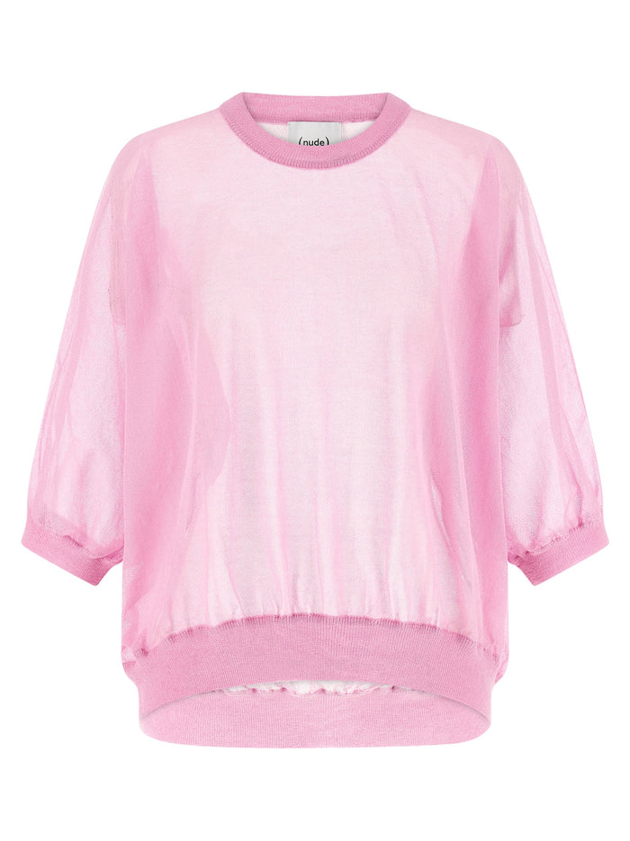 Semi-sheer cotton sweater Pink Sweater, Cardigans