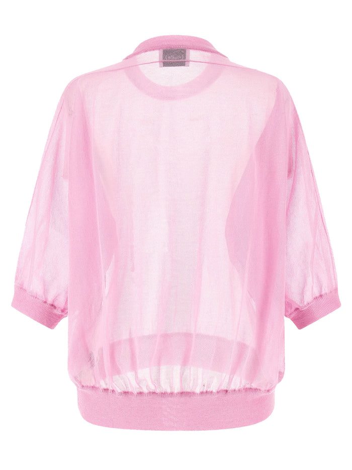 Semi-sheer cotton sweater Pink Sweater, Cardigans