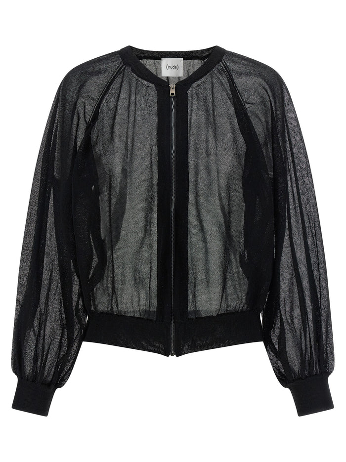 Cardigan bomber jacket Black Cotton Sweater, Cardigans