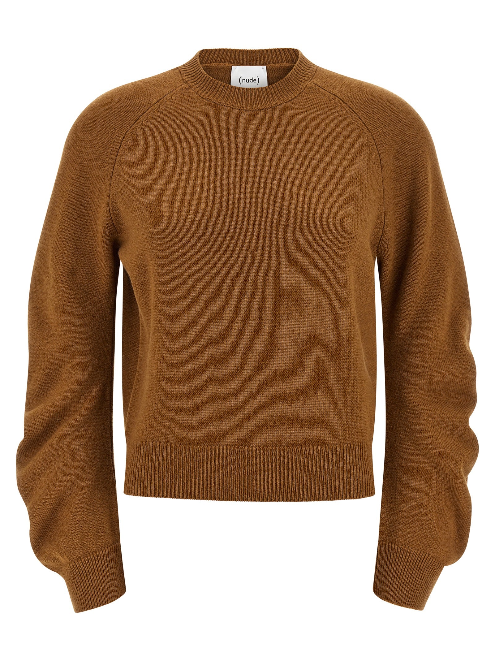 Curved sleeve sweater Brown Virgin Wool Sweater, Cardigans