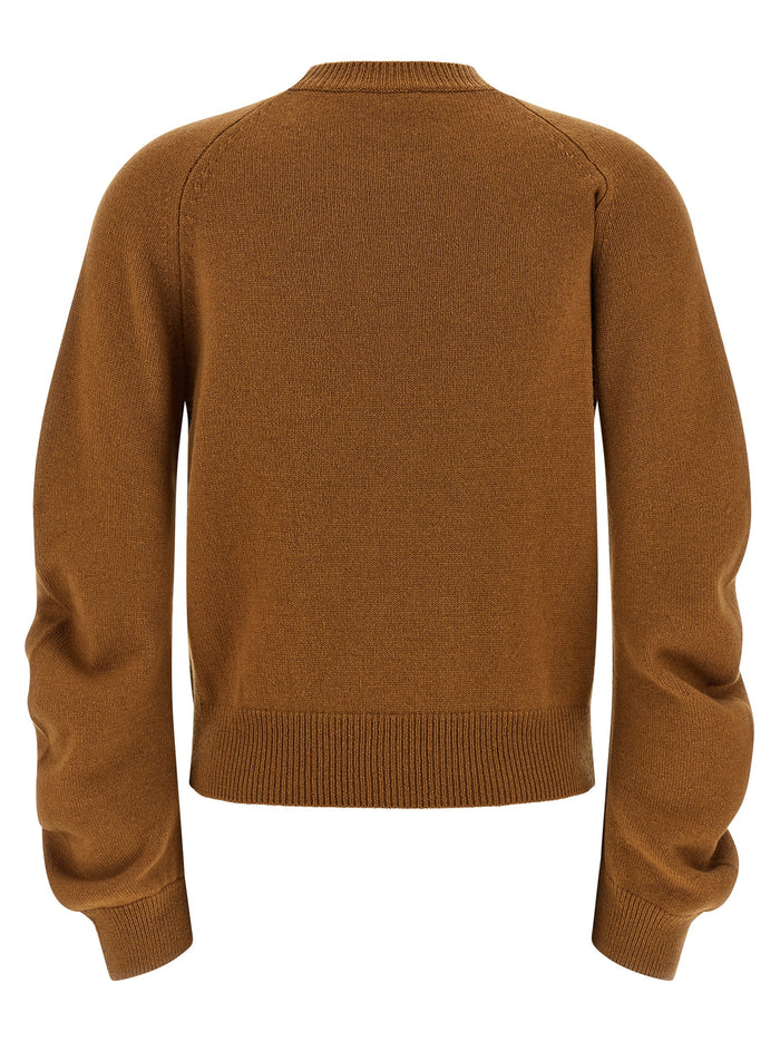 Curved sleeve sweater Brown Virgin Wool Sweater, Cardigans