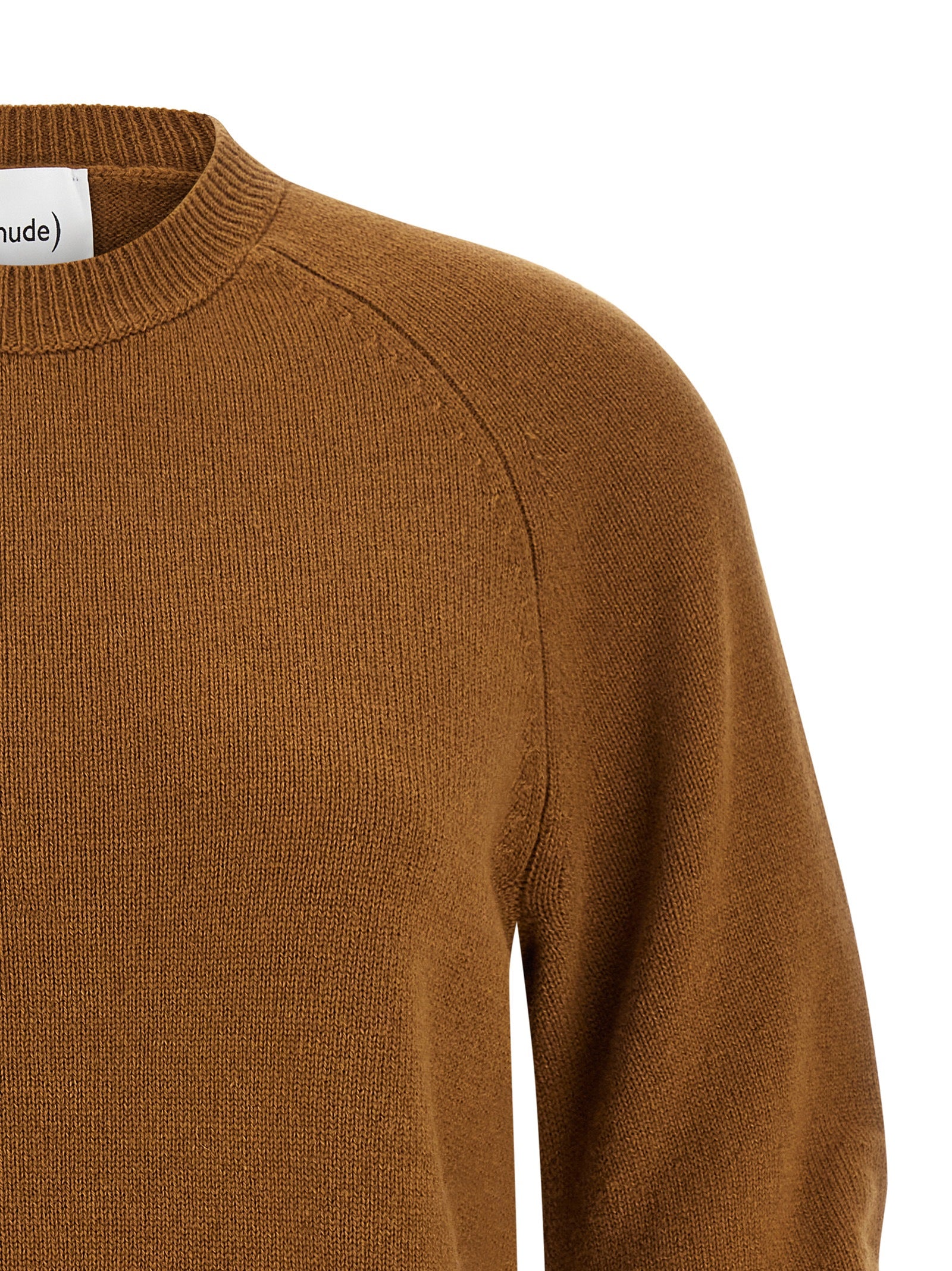Curved sleeve sweater Brown Virgin Wool Sweater, Cardigans