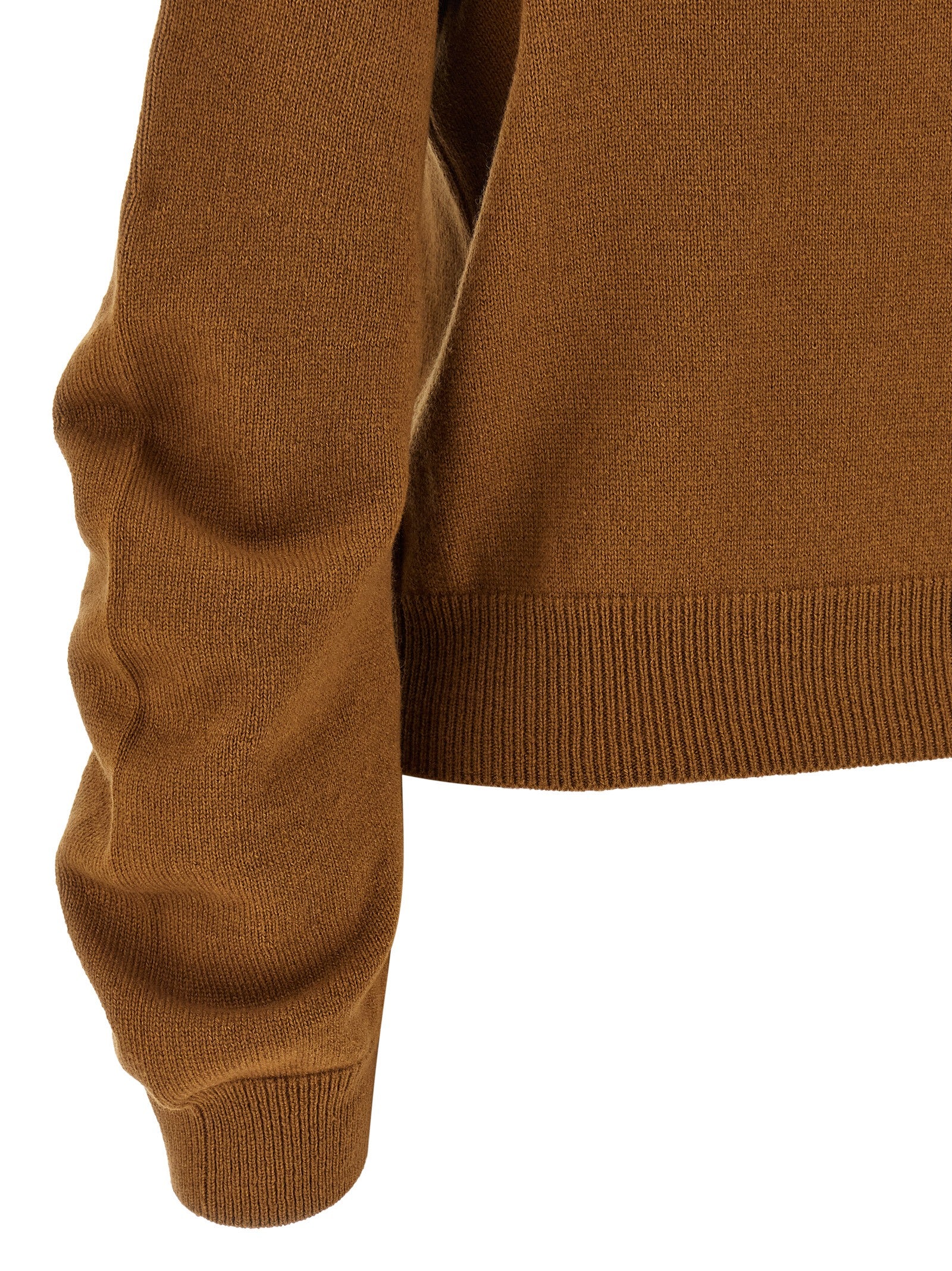 Curved sleeve sweater Brown Virgin Wool Sweater, Cardigans