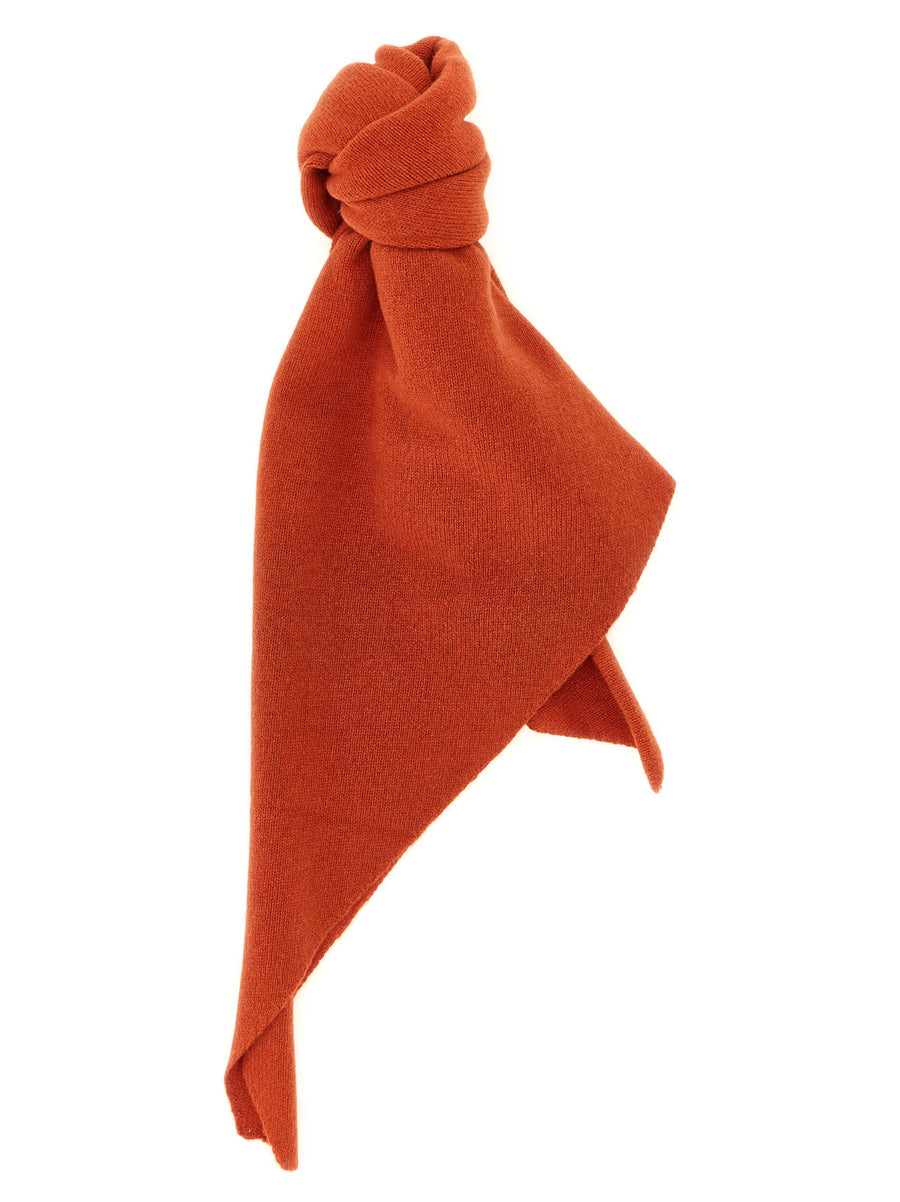 Nude Pure Cashmere Shaved Knit Scarf — rust