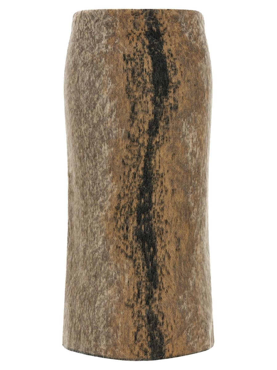 Nude Wool and Alpaca Blend Skirt — Camel