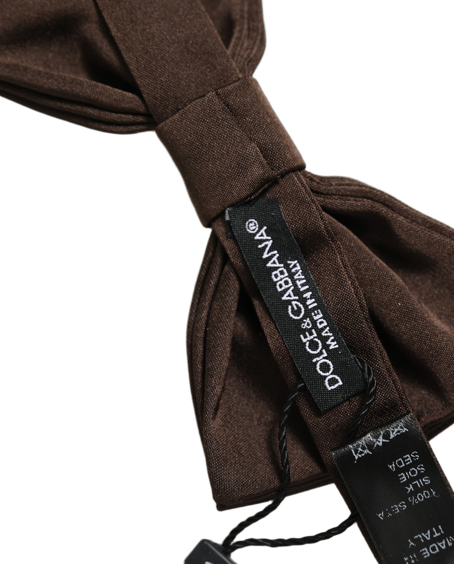 Dolce & Gabbana 100% Silk bow tie in brown