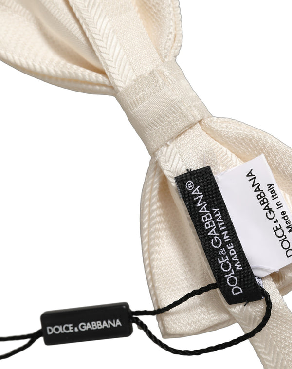 Dolce & Gabbana 100% Silk bow tie in white