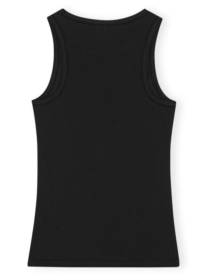 Ganni Top Black Cotton Elastane