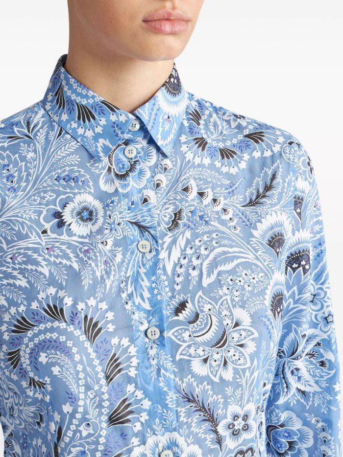 Etro Shirts Clear Blue Cotton
