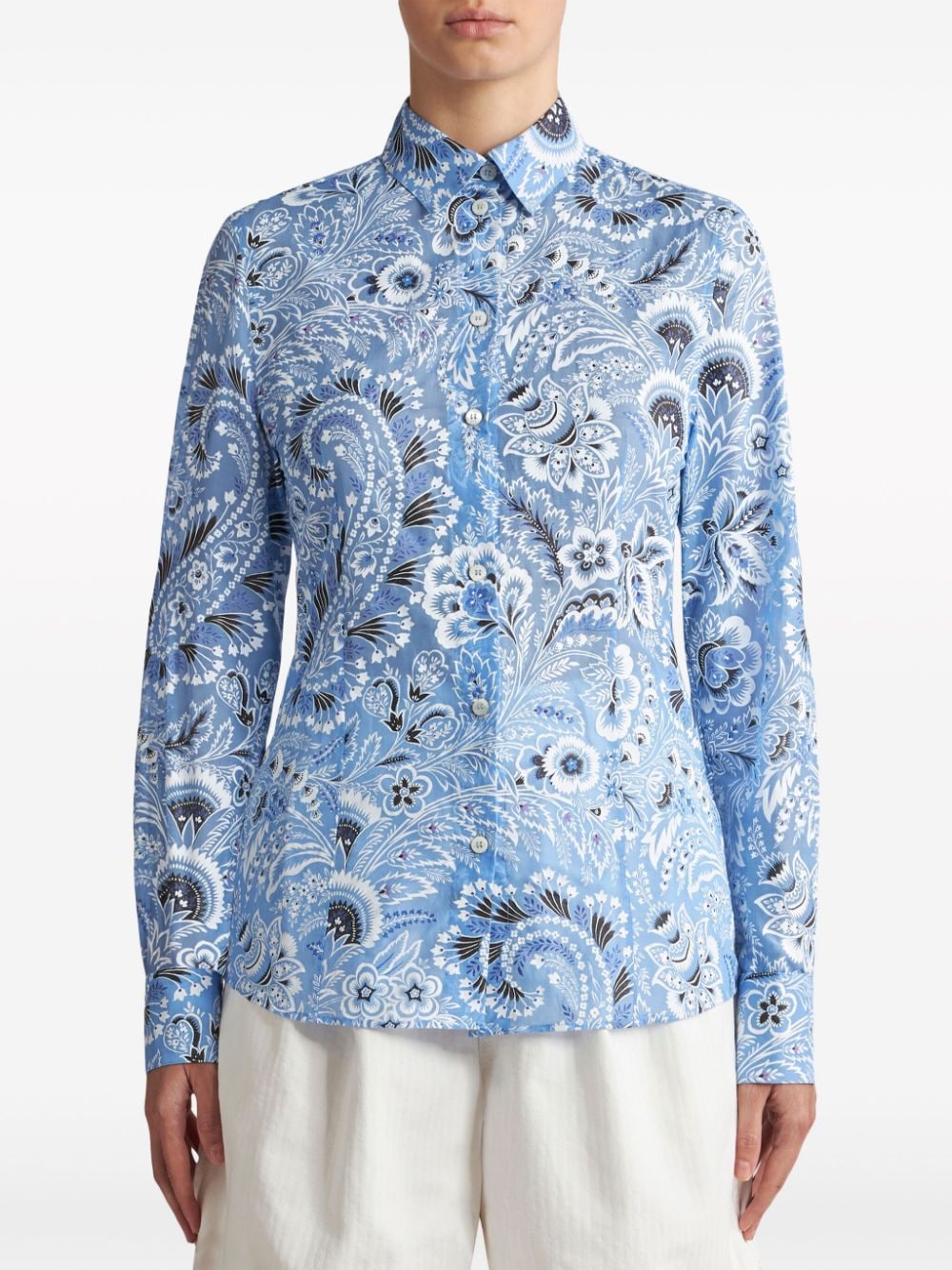 Etro Shirts Clear Blue Cotton