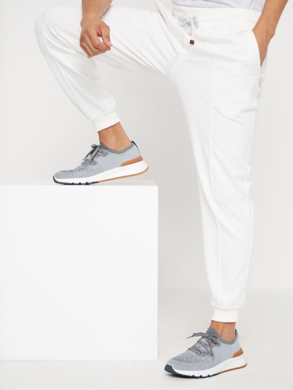 Brunello Cucinelli Sneakers Grigio Ccotton Polyamide Elastane
