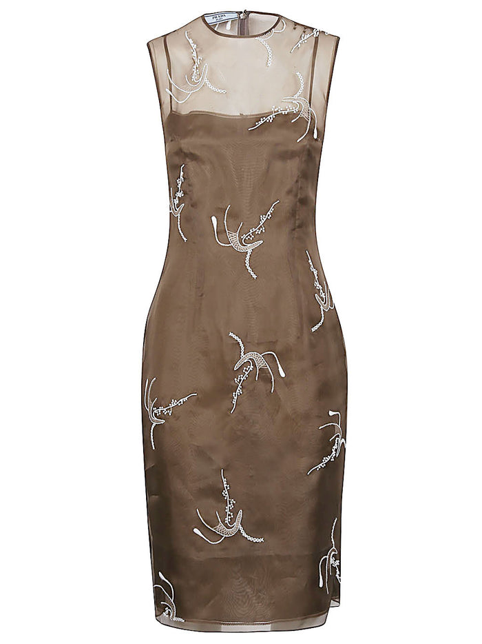 Prada Dresses Brown Cupro Silk
