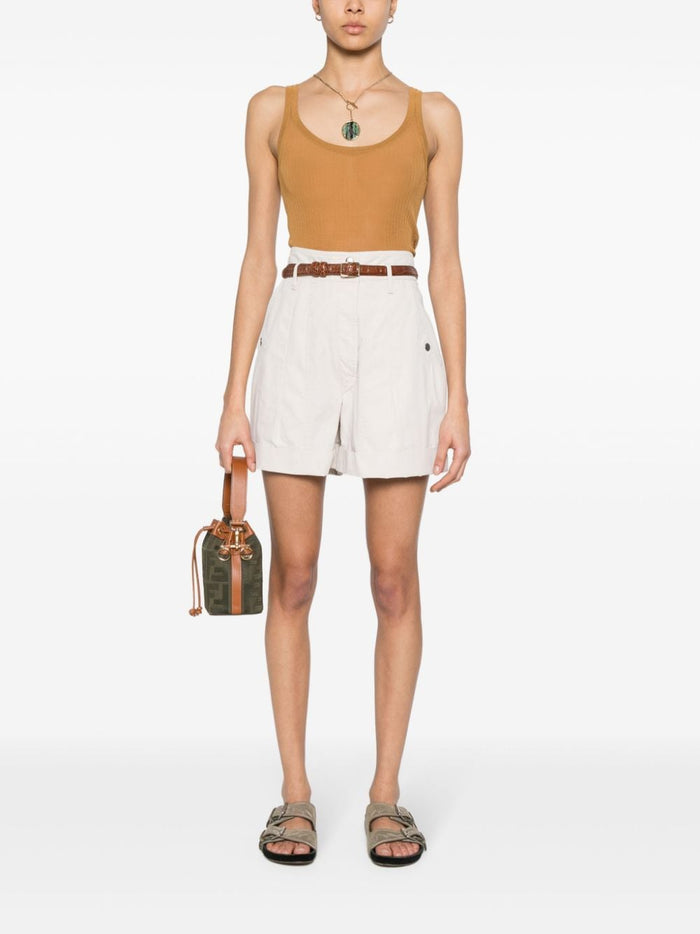 Max Mara Top Leather Brown Silk