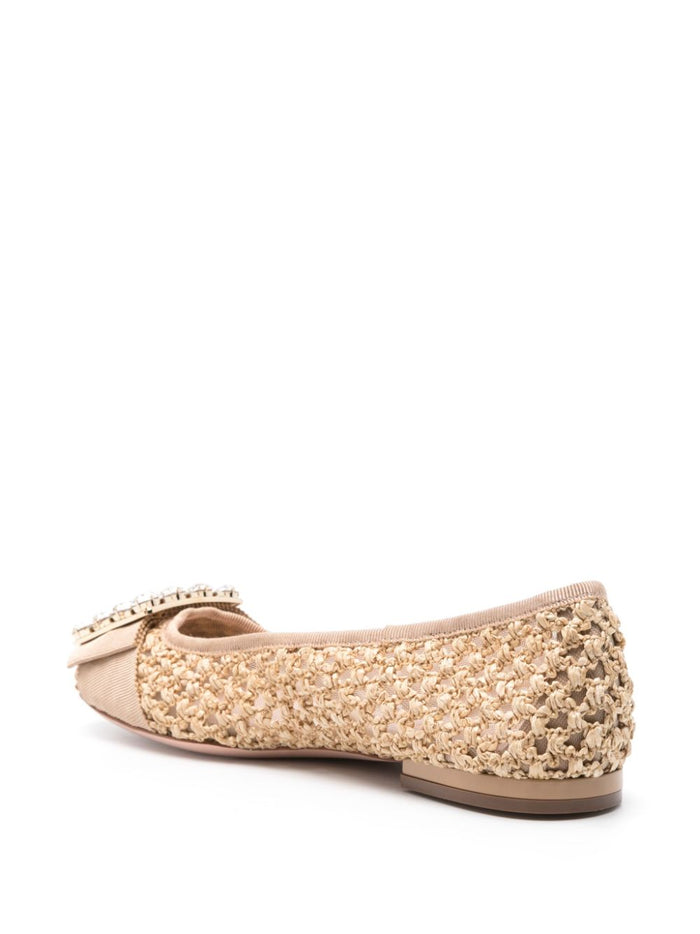 Roger Vivier Flat shoes Beige Natural (veg)->raffia100 %