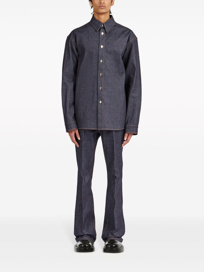 Ferragamo Shirts Blue Cotton