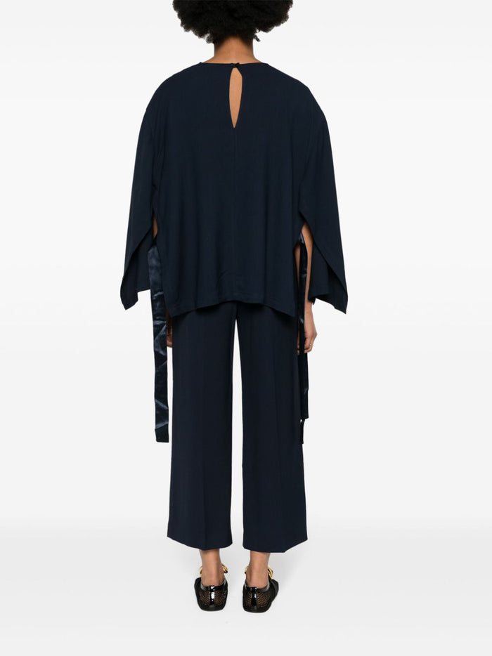 Erika Cavallini Semi-Couture Top Blue Viscose Elastane