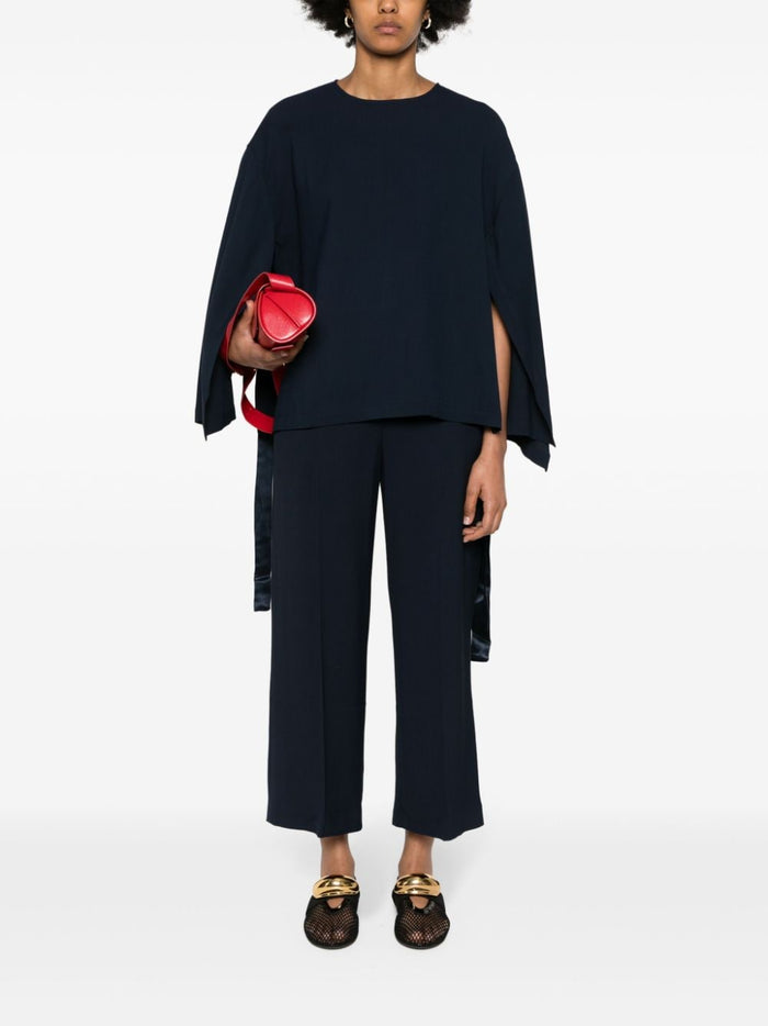 Erika Cavallini Semi-Couture Top Blue Viscose Elastane