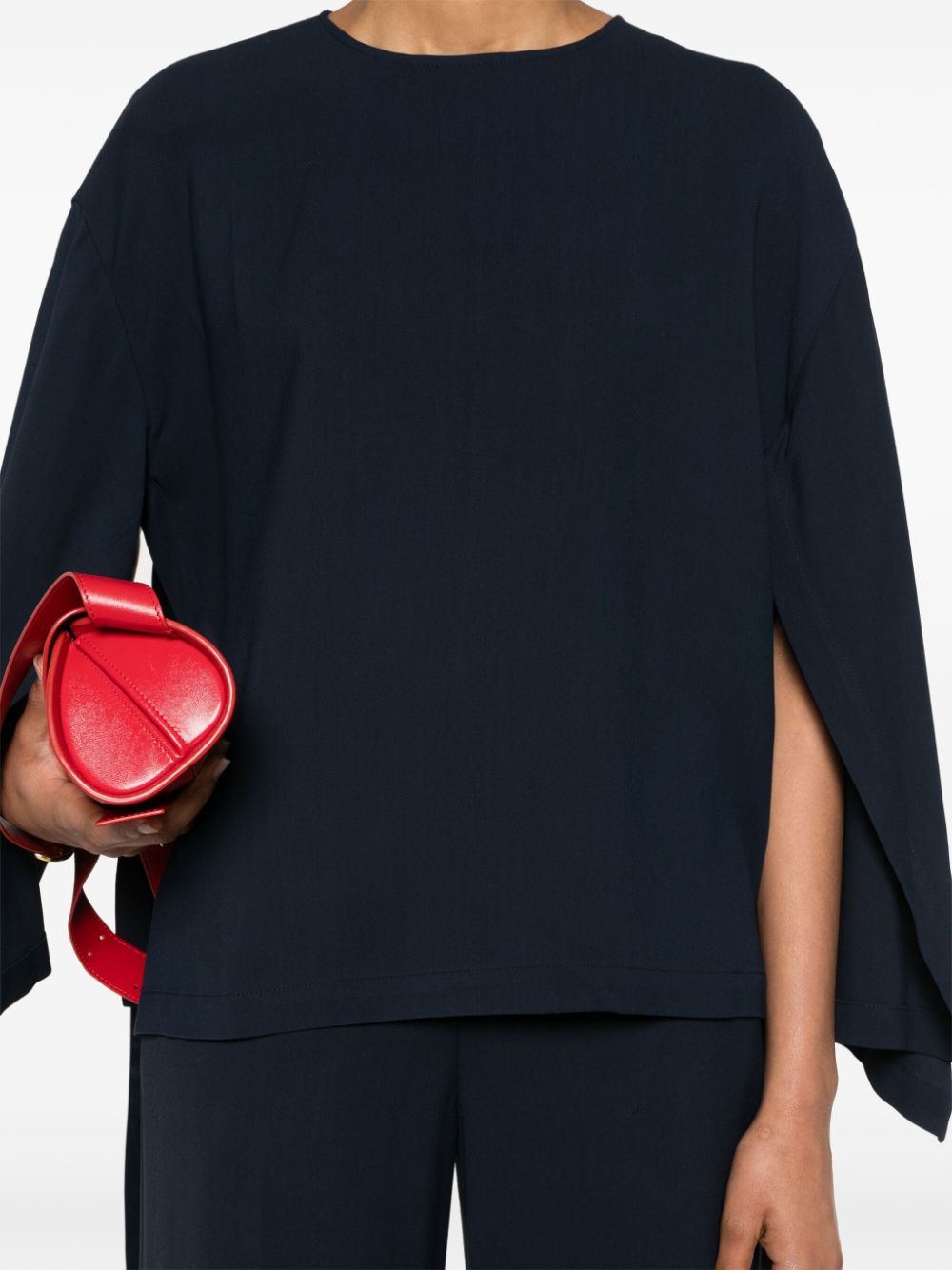 Erika Cavallini Semi-Couture Top Blue Viscose Elastane