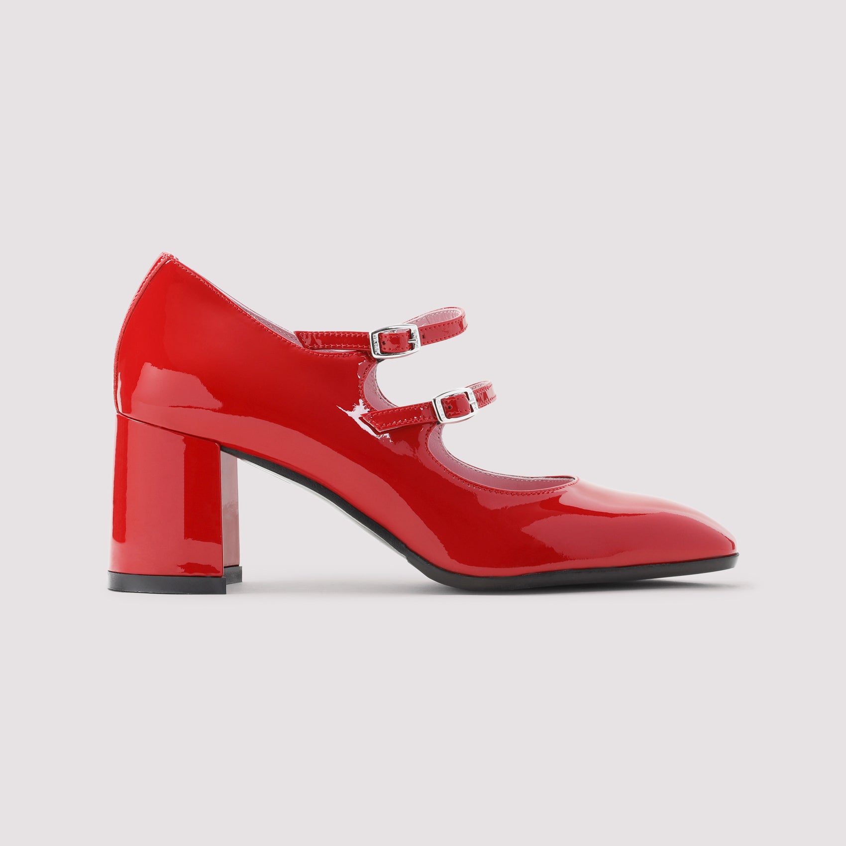 Carel Alice Mary Jane Pumps Red Calf Leather Shoe