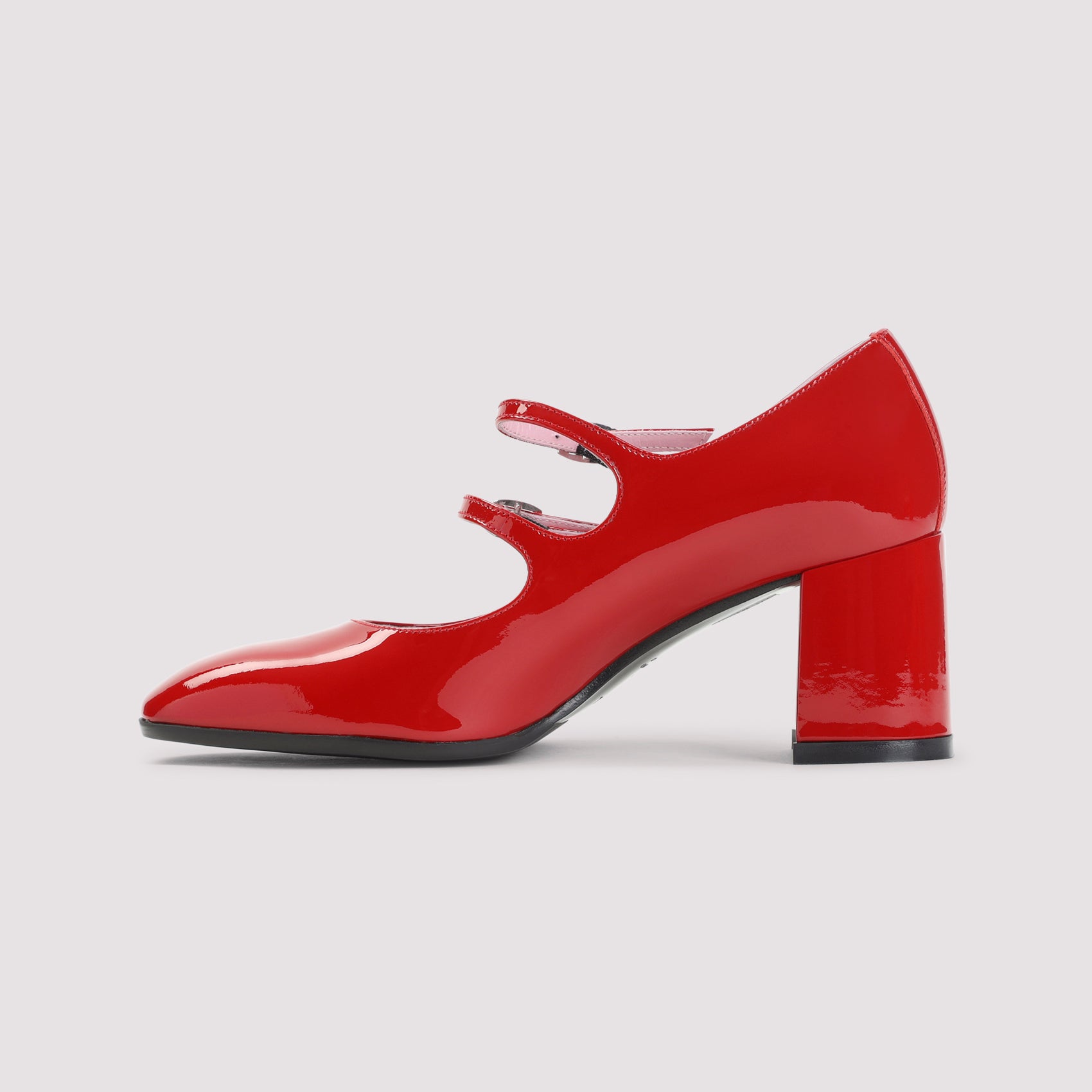 Carel Alice Mary Jane Pumps Red Calf Leather Shoe