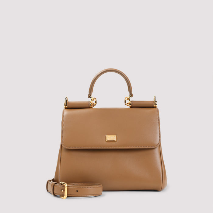 Sicily Soft Calf Leather Handbag Brown Pvc Bag