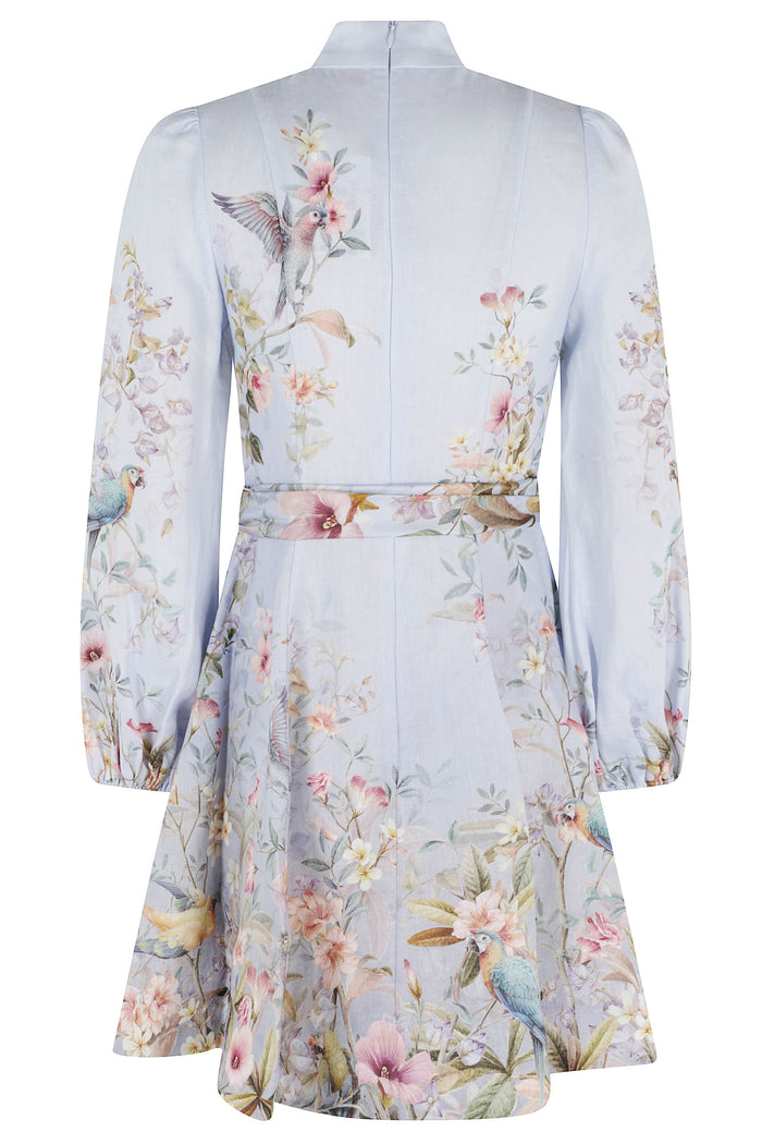 Rebellion Button Mini Dress Blue Lino Abito