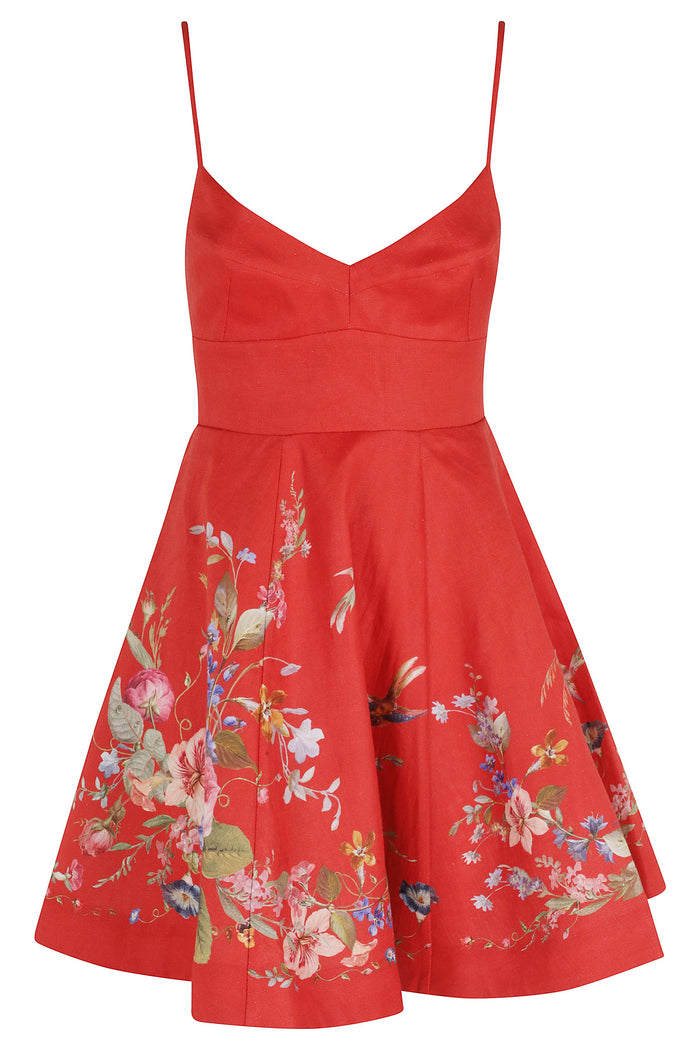 Patience Mini Dress Red Linen Abito