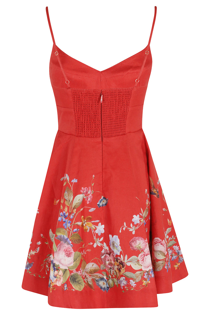 Patience Mini Dress Red Linen Abito