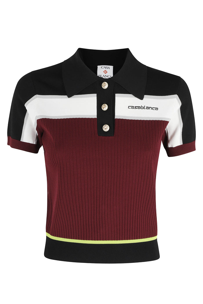Striped Polo Shirt Red Viscosa Poliestere