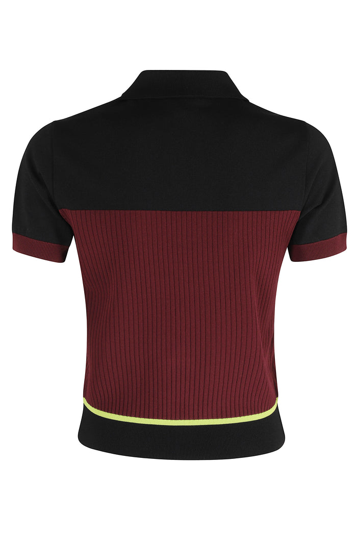 Striped Polo Shirt Red Viscosa Poliestere