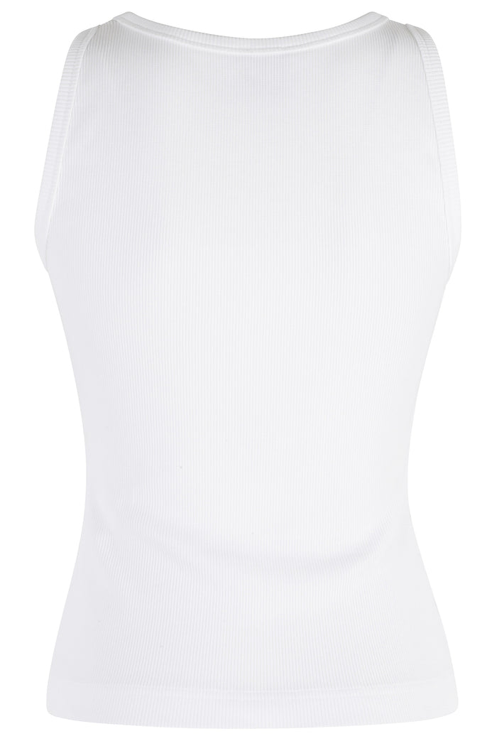 Ribbed Tank Top White Cotone Tops