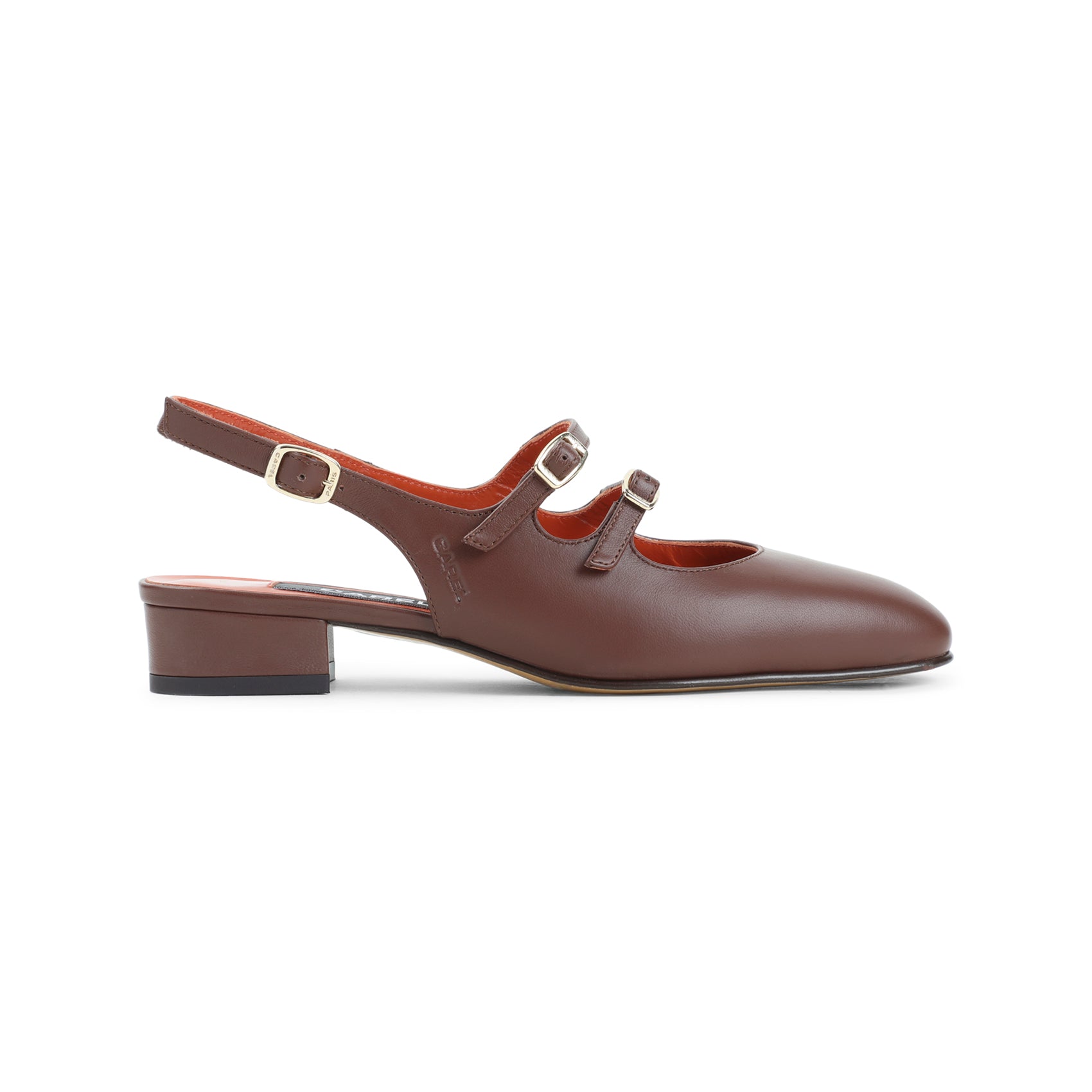 Peche Calf Sling Back Pumps Brown Leather