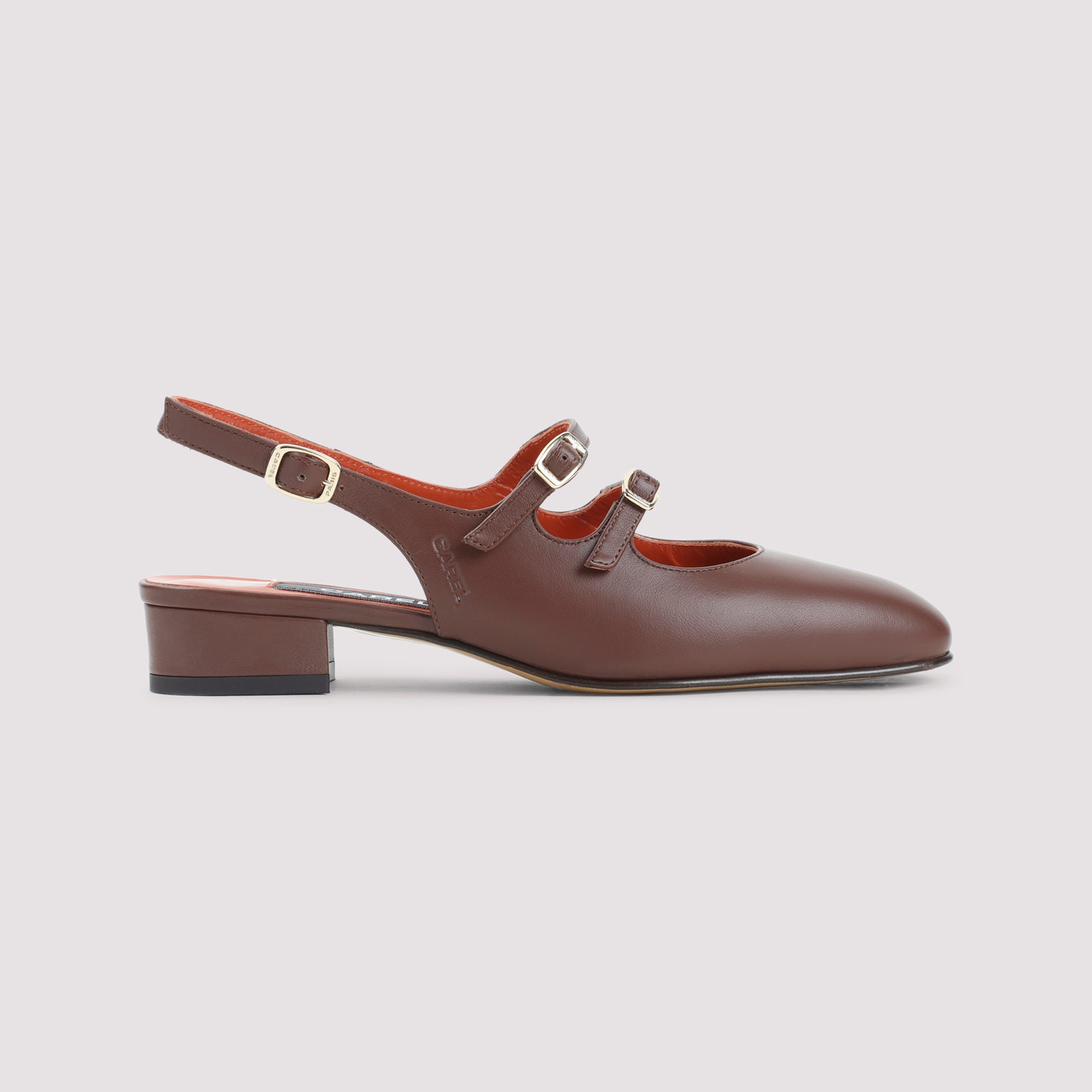 Peche Calf Sling Back Pumps Brown Leather